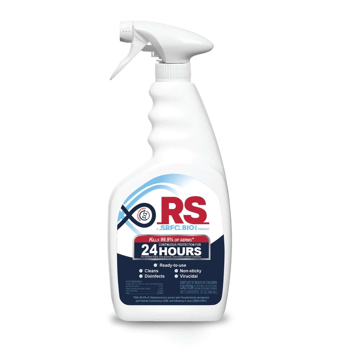 RS® 24-Hour Residual Sanitizer - 32oz. Bottle (12 Pack)